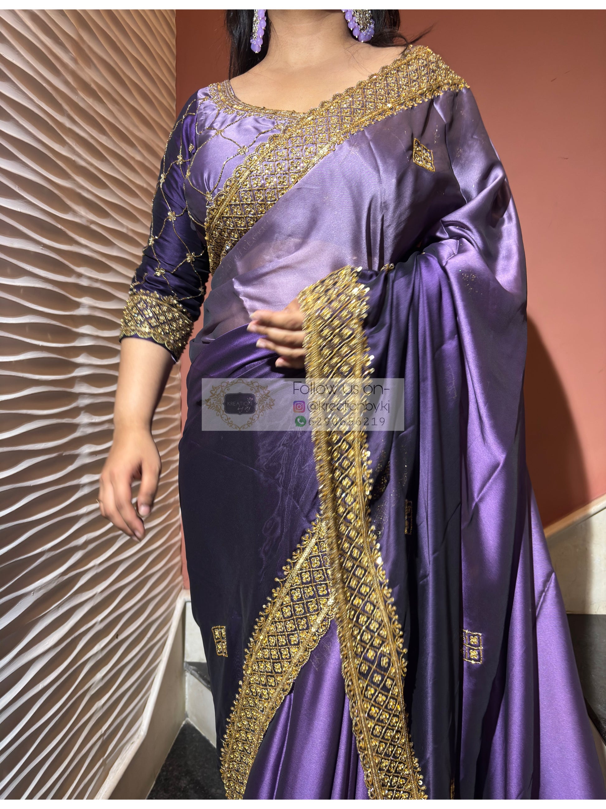 Amethyst Ombre Georgette Zeenat Saree kreationbykj