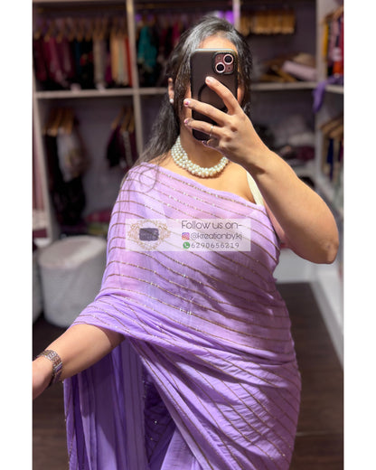 Lavender Noorani Georgette Saree Kreation by KJ
