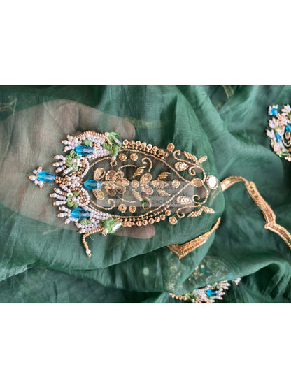 Scent of Yesterday Bottle Green Organza Saree Kreation by KJ