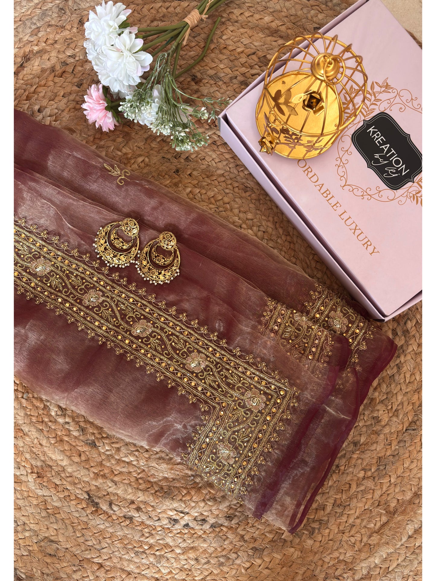 Rose Beige Zarina Saree