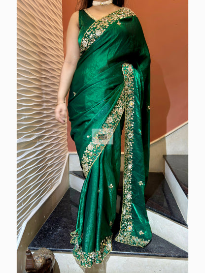 Forest Green Sheesh Mahal Saree