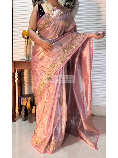 Pink Tissue Anaya Saree kreationbykj