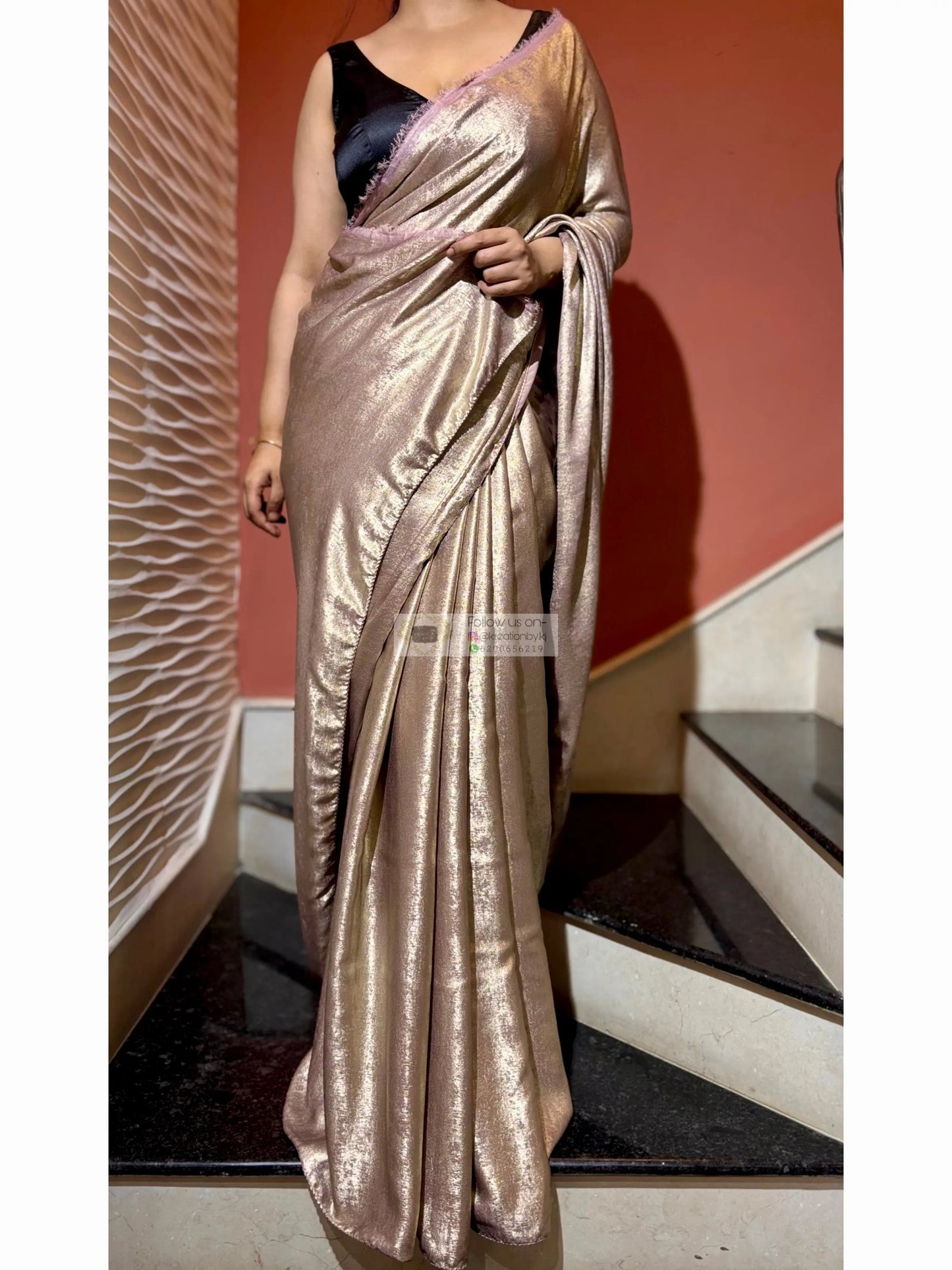 Mauve Glam Gold Shimmer Saree Kreation by KJ