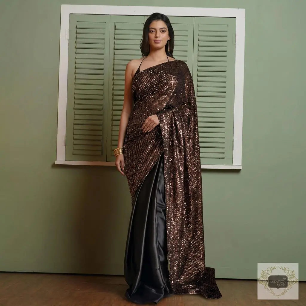 Shimmer Dazzle Sequin Cocktail Saree Kreation by KJ