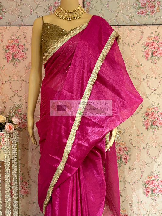Gulabi Banno Tissue Saree kreationbykj