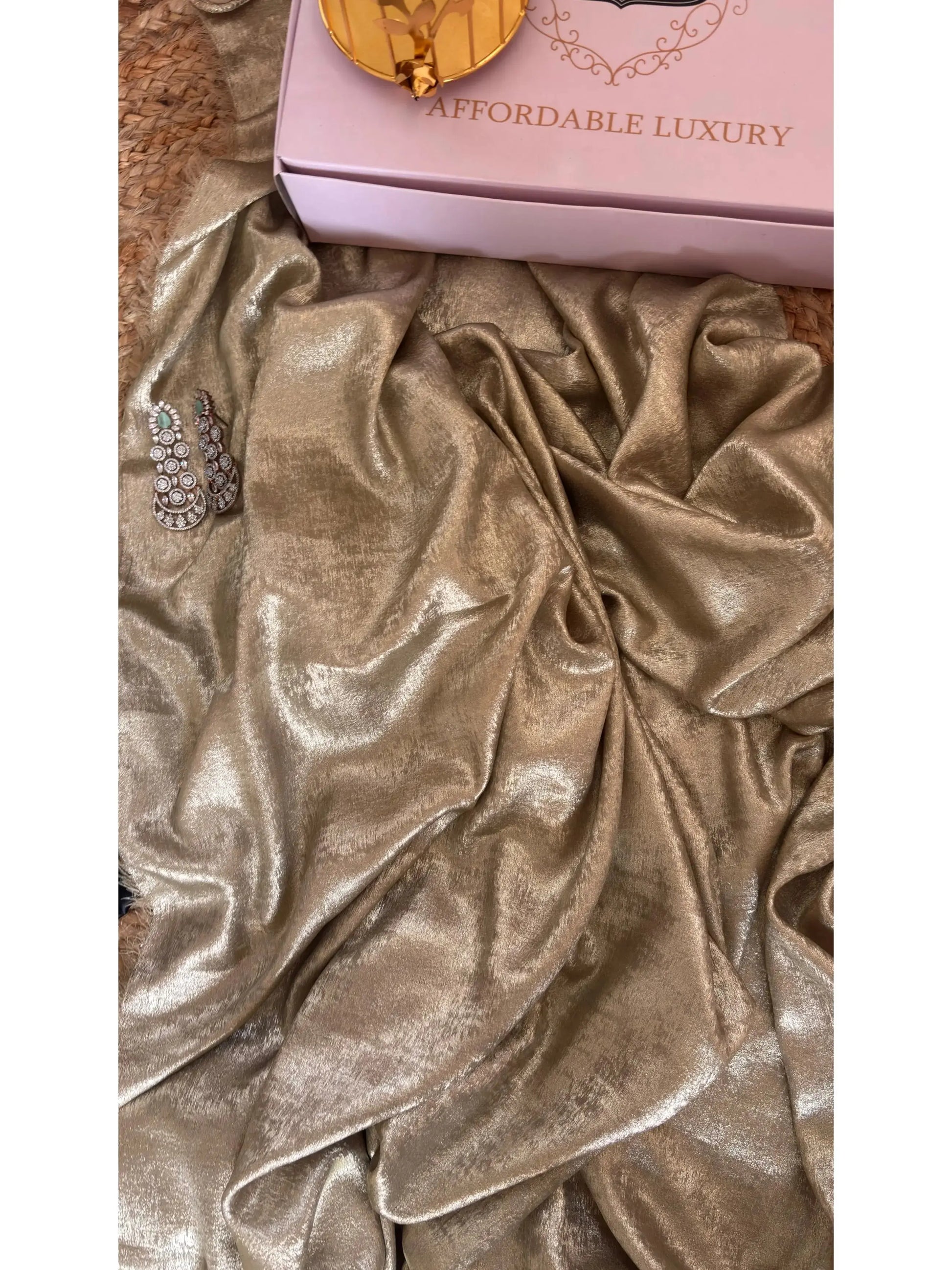 Glam Gold Shimmer Cocktail Saree Kreation by KJ