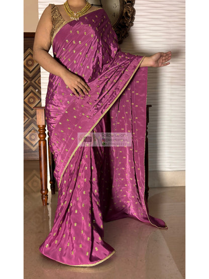 Mauve Crepe Silk Embellished Saree Kreation by KJ