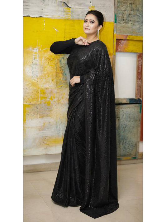 Black Sequins Saree