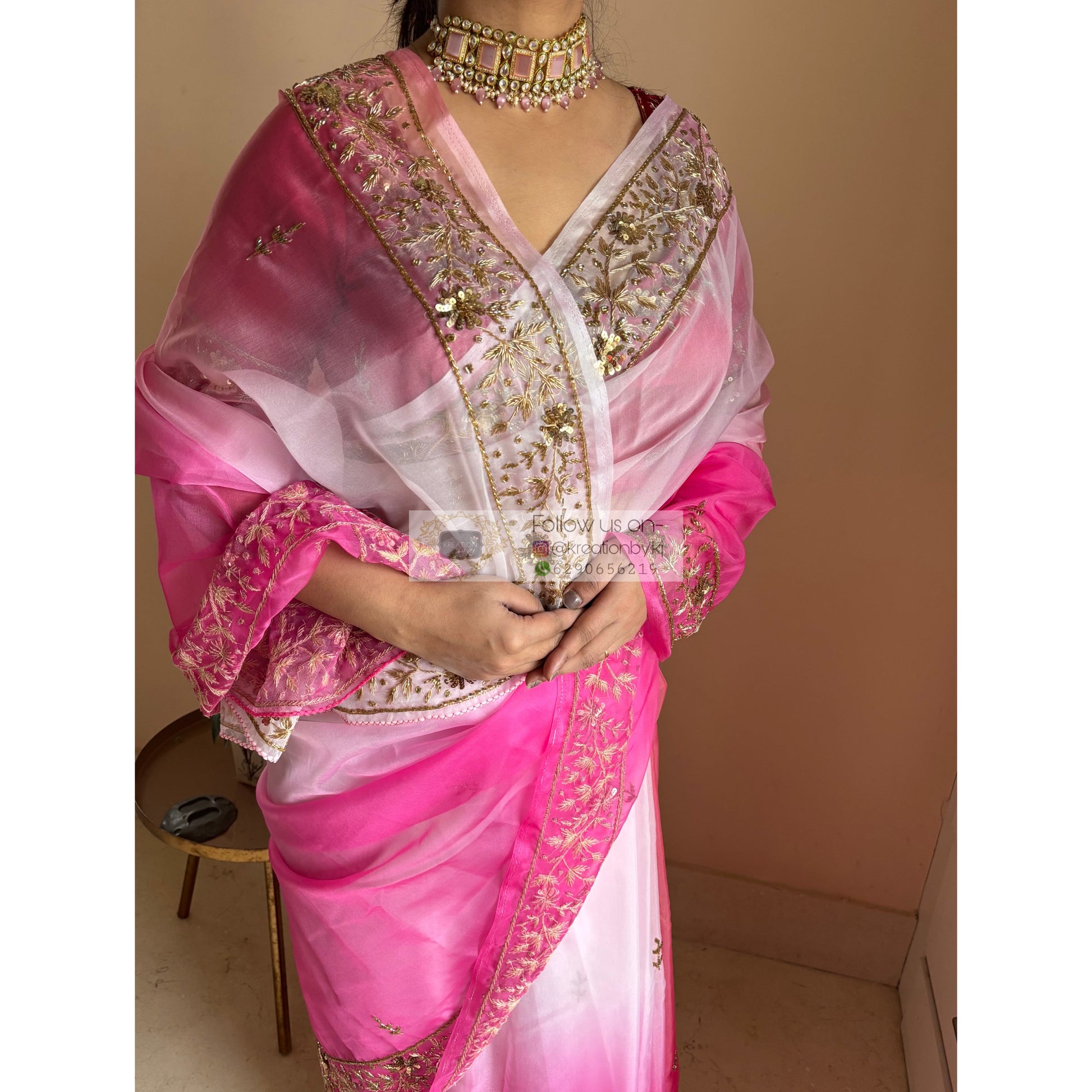 Gulabi Ombré Anaya Saree kreationbykj