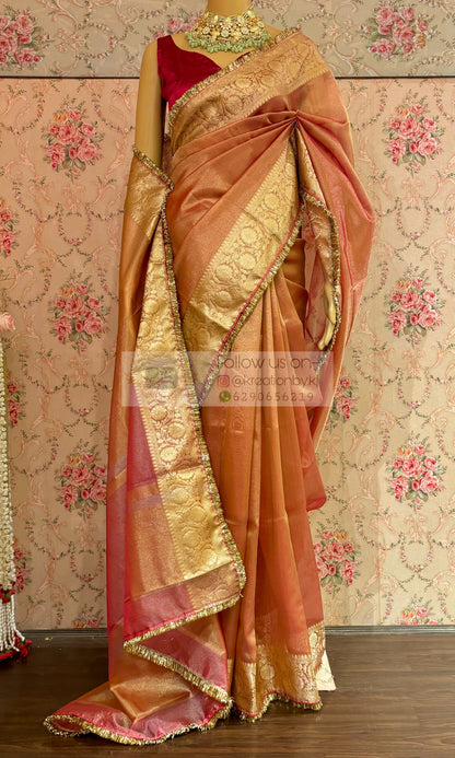 Banarasi Tissue Saree with Gota Kiran Lace
