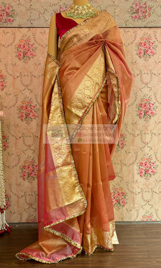 Banarasi Tissue Saree with Gota Kiran Lace kreationbykj