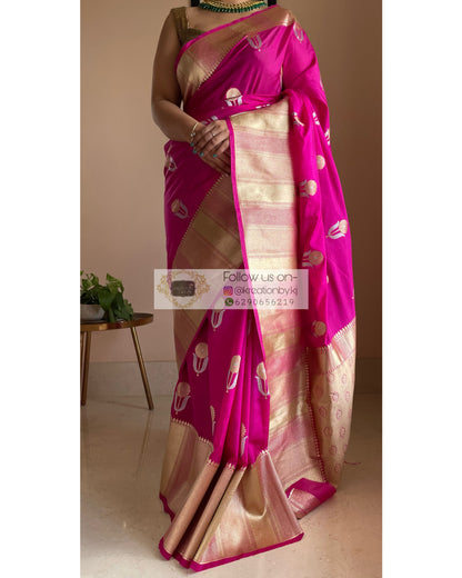 Fuschia Kataan Silk Saree with Gulaab Boota