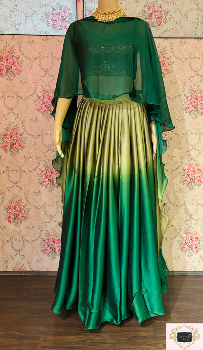 Green Ombre Lehenga