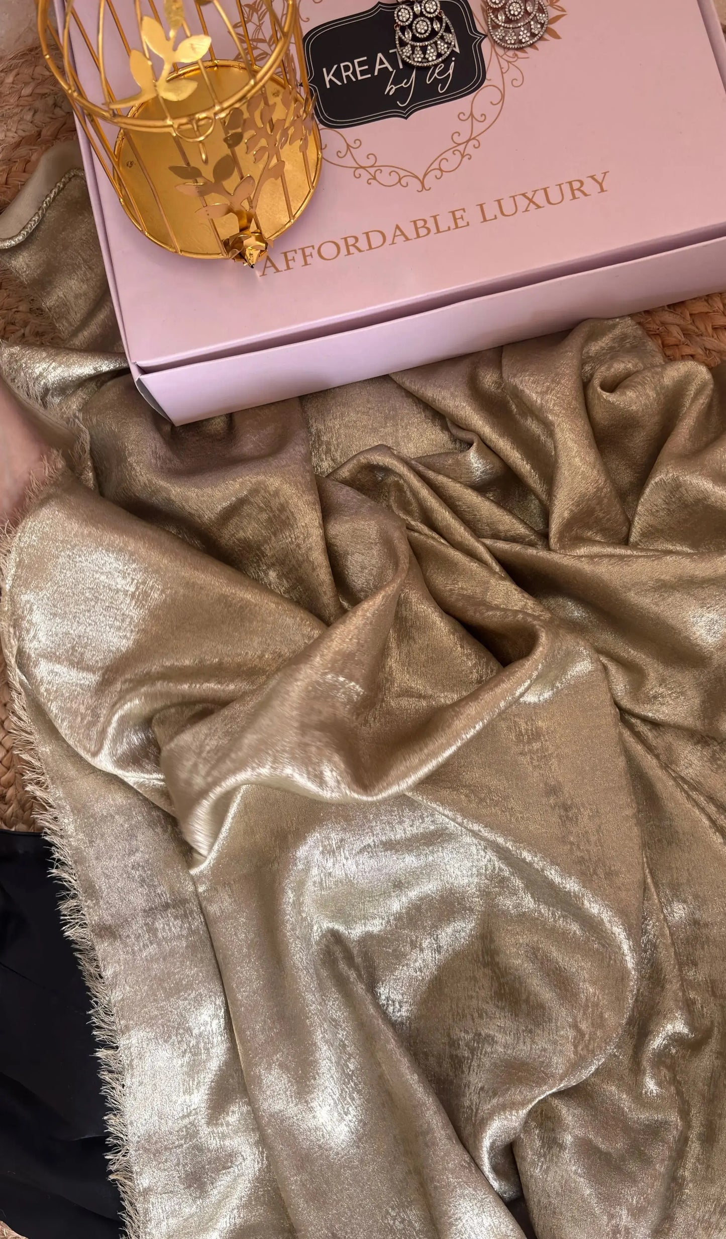 Glam Gold Shimmer Cocktail Saree Kreation by KJ