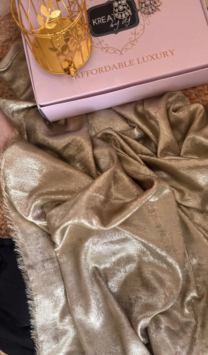 Glam Gold Shimmer Cocktail Saree Kreation by KJ