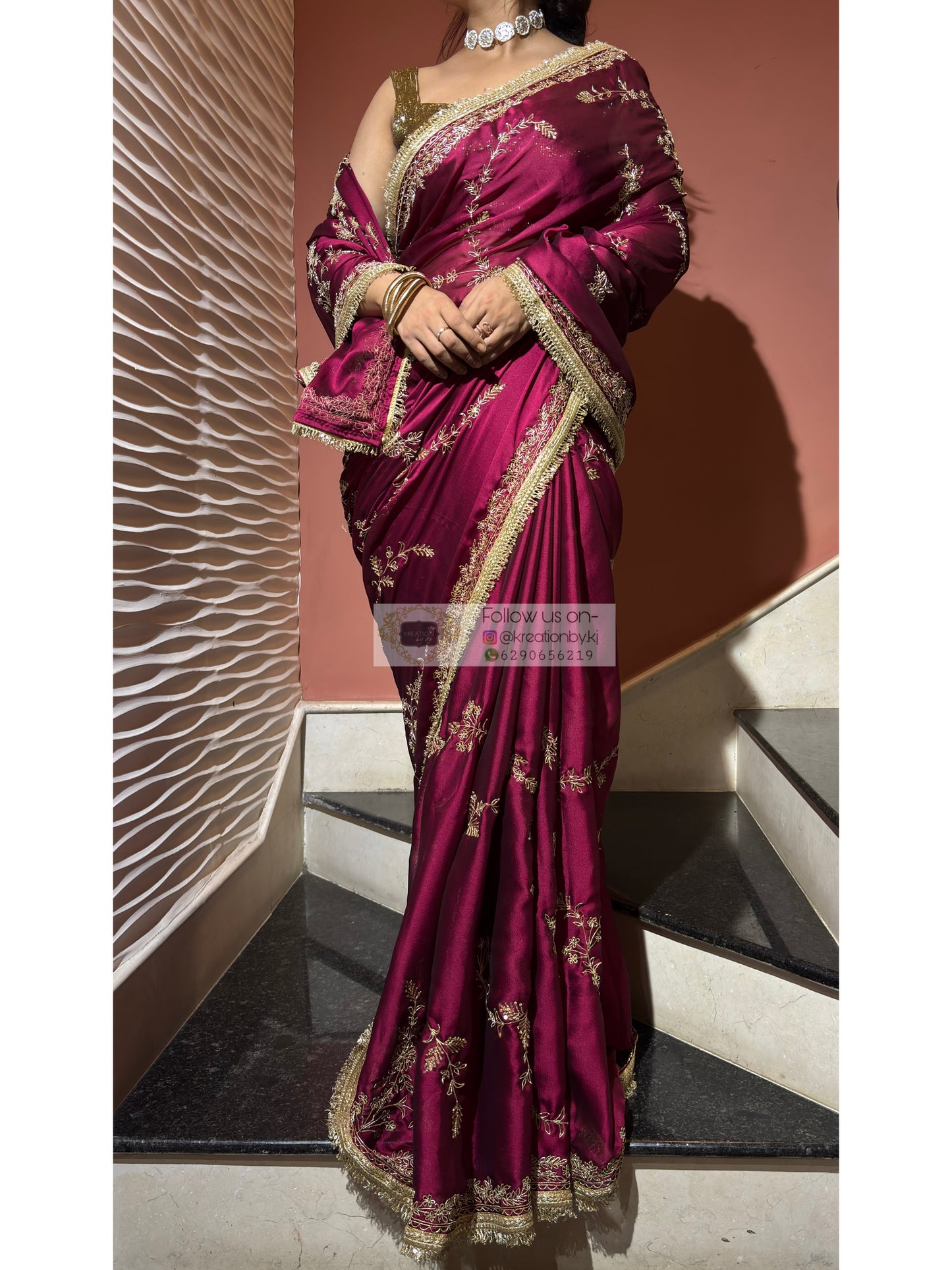 Piya Bawri Wine Georgette Saree - kreationbykj