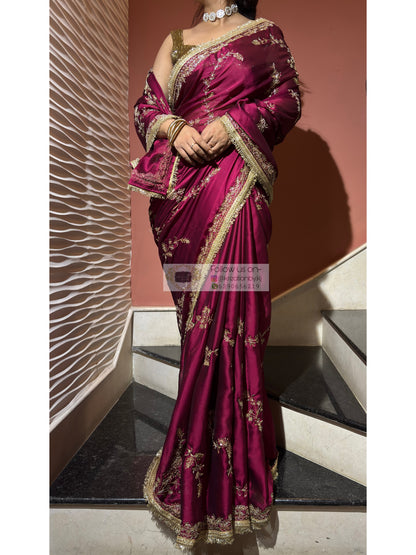 Piya Bawri Wine Georgette Saree - kreationbykj
