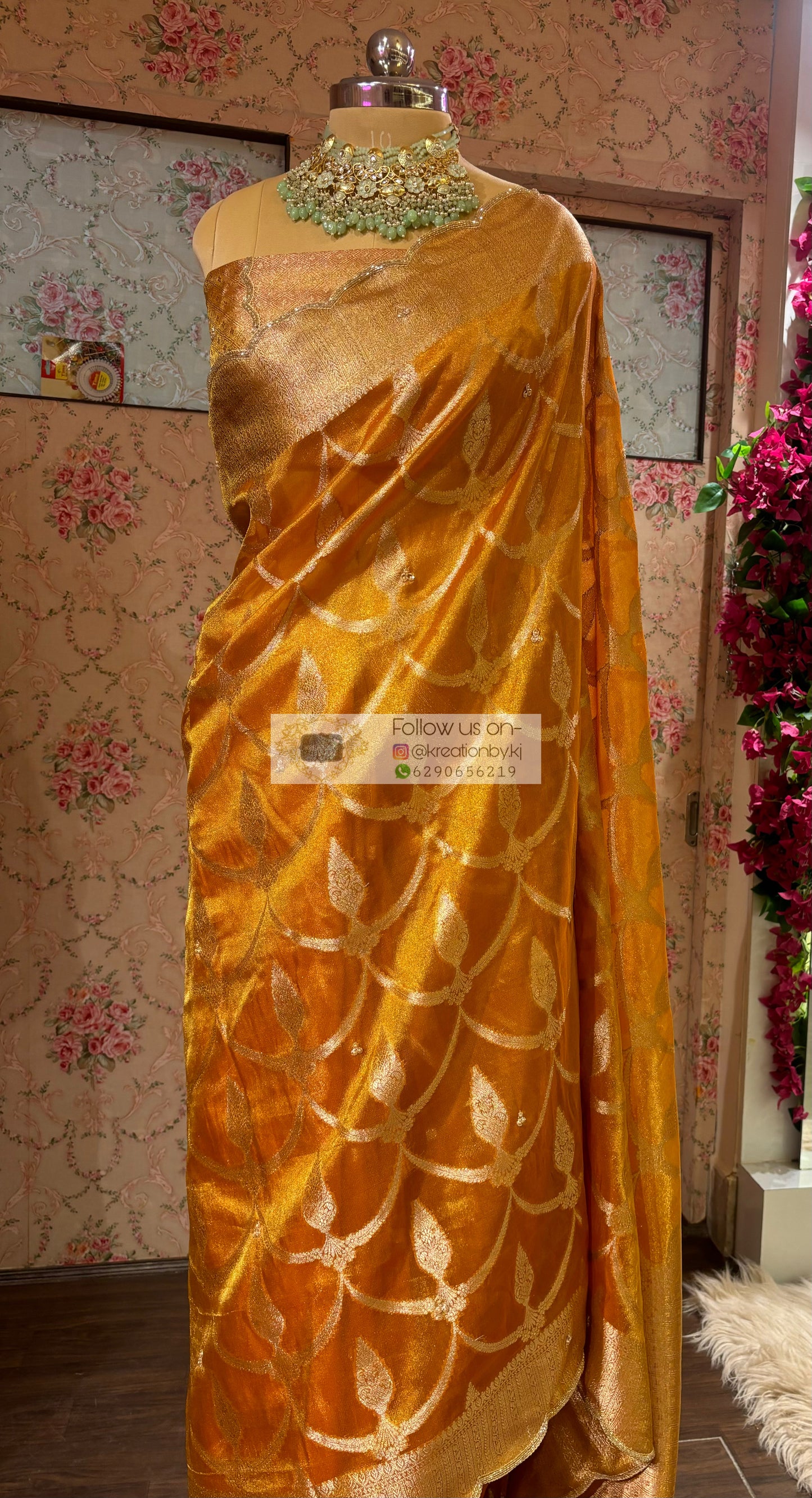 Mustard Yellow Banarasi Tissue Saree