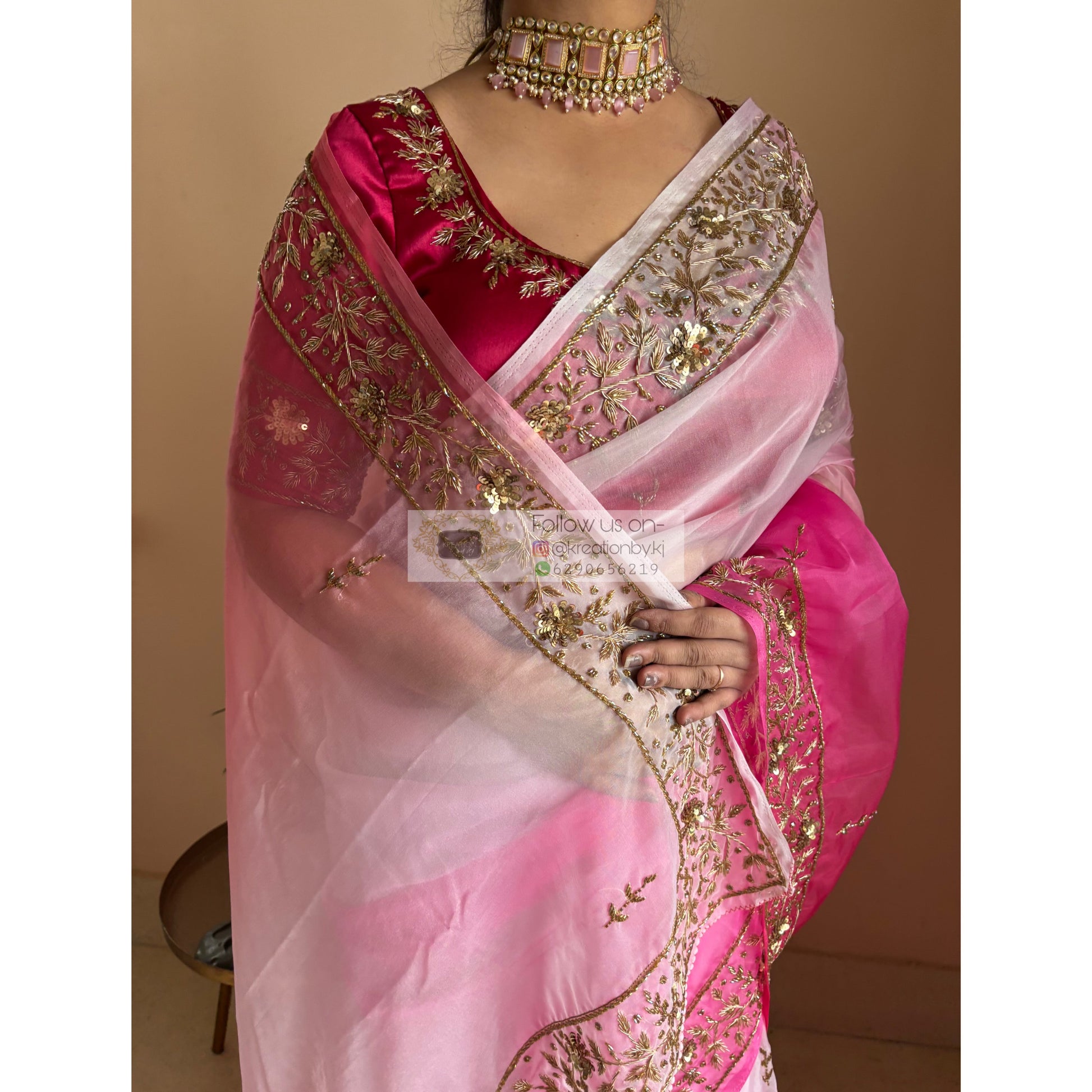 Gulabi Ombré Anaya Saree kreationbykj