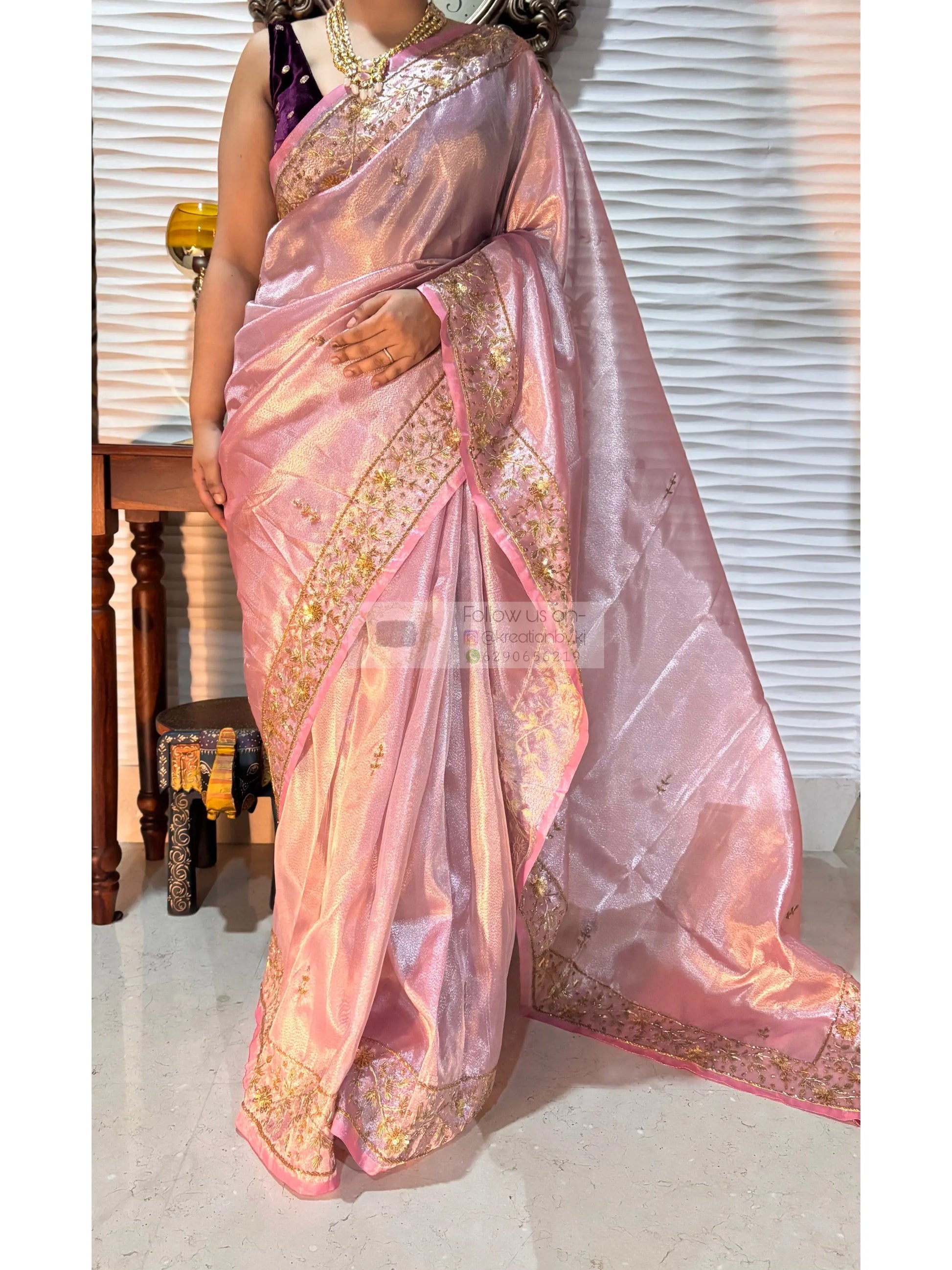 Pink Tissue Anaya Saree kreationbykj