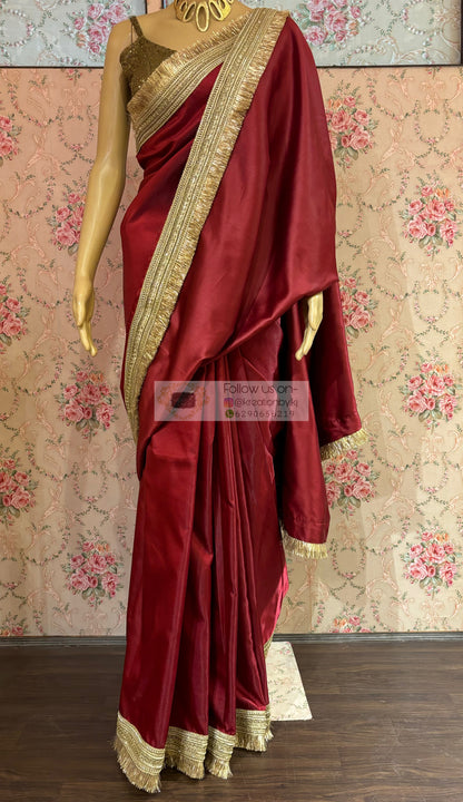 Maroon Silk Banno Saree