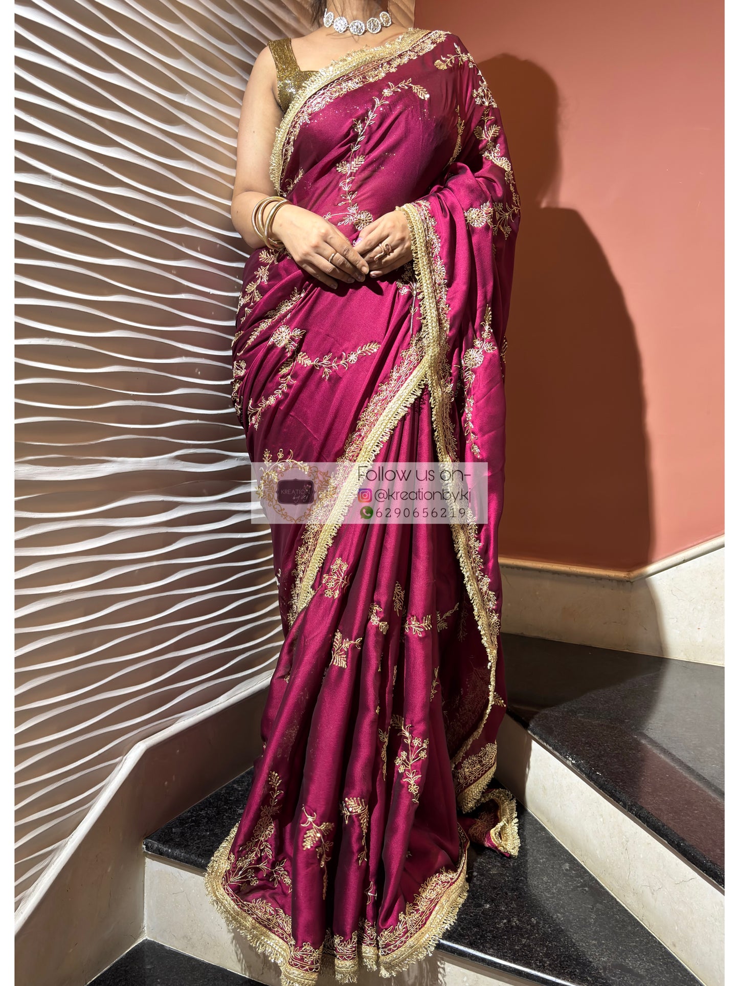 Piya Bawri Wine Georgette Saree - kreationbykj