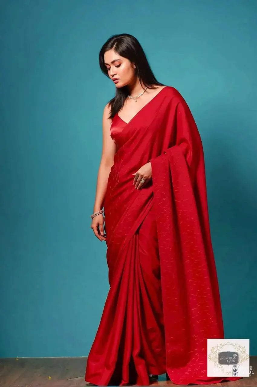 Red Shimmer Saree