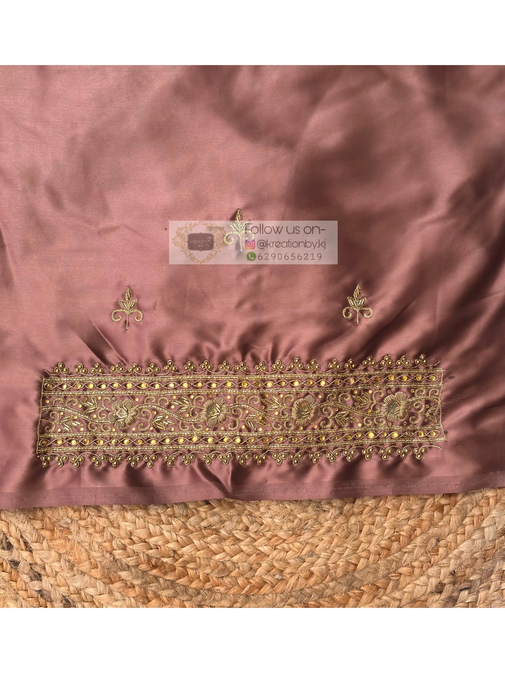 Rose Beige Zarina Saree kreationbykj