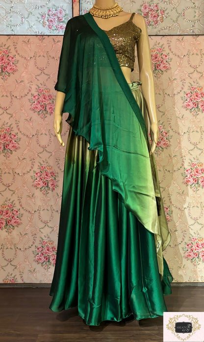 Green Ombre Lehenga