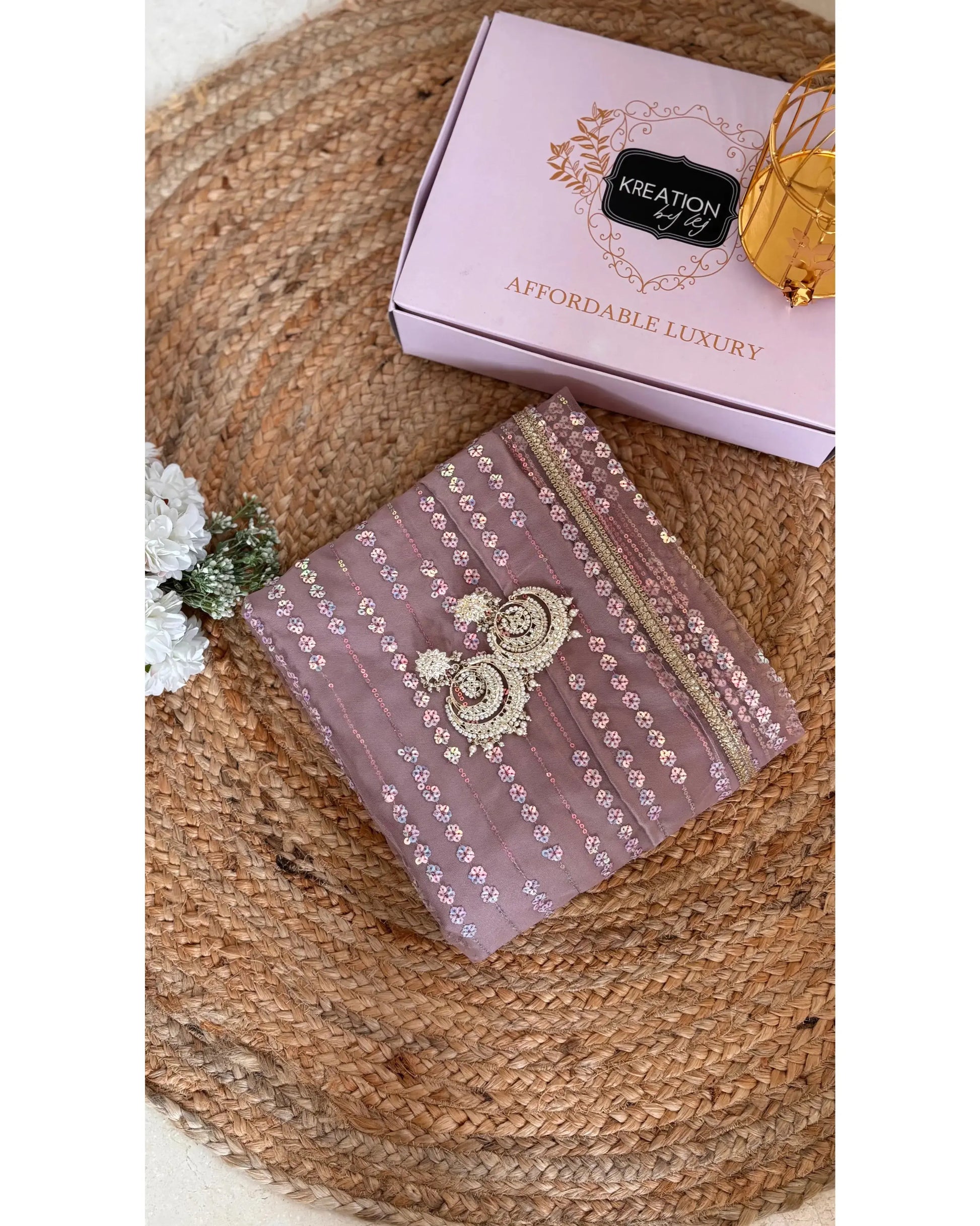Lilac Sequin Spring Soiree Saree Kreation by KJ