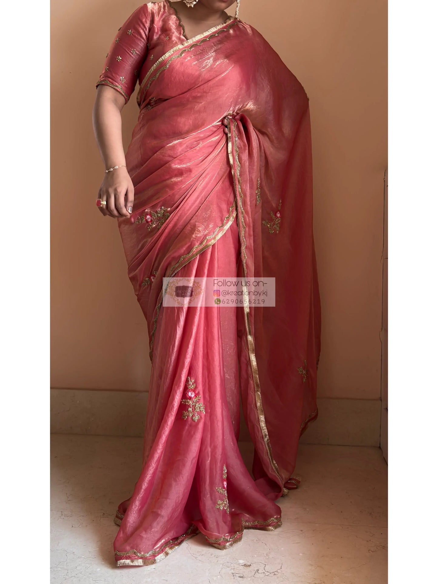 Summer Rose Pink Saree Kreation by KJ