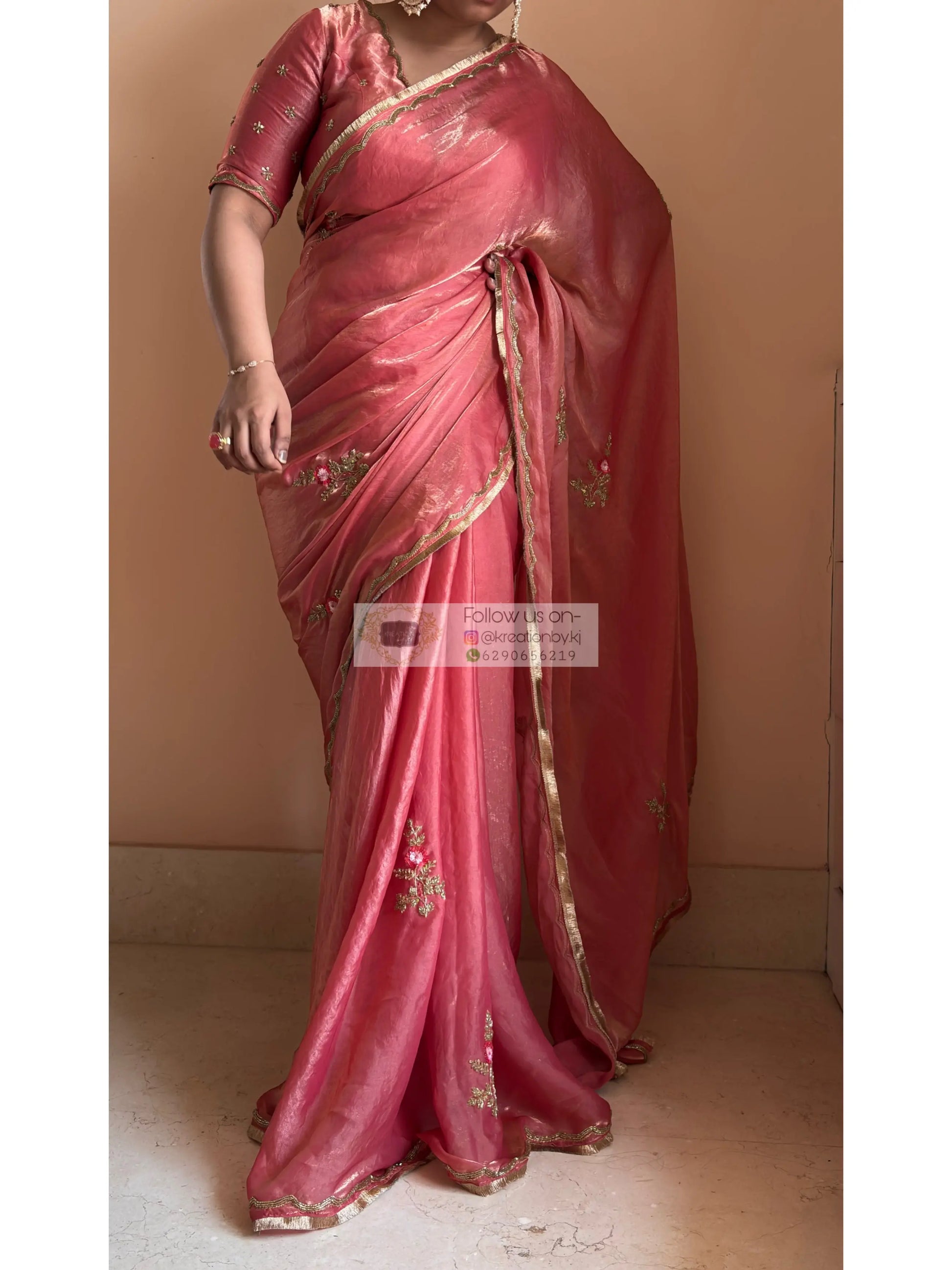 Summer Rose Pink Saree Kreation by KJ
