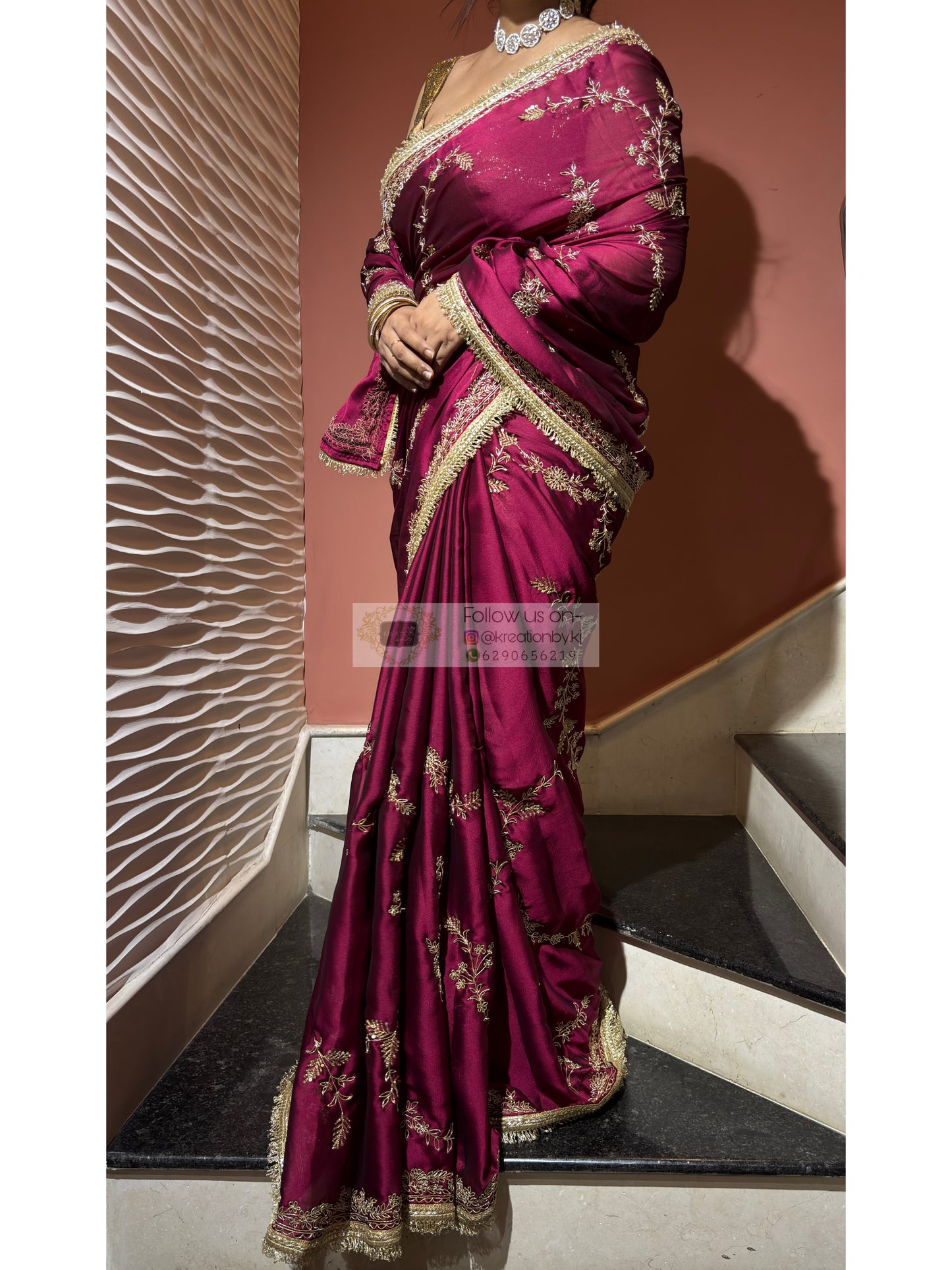 Piya Bawri Wine Georgette Saree - kreationbykj