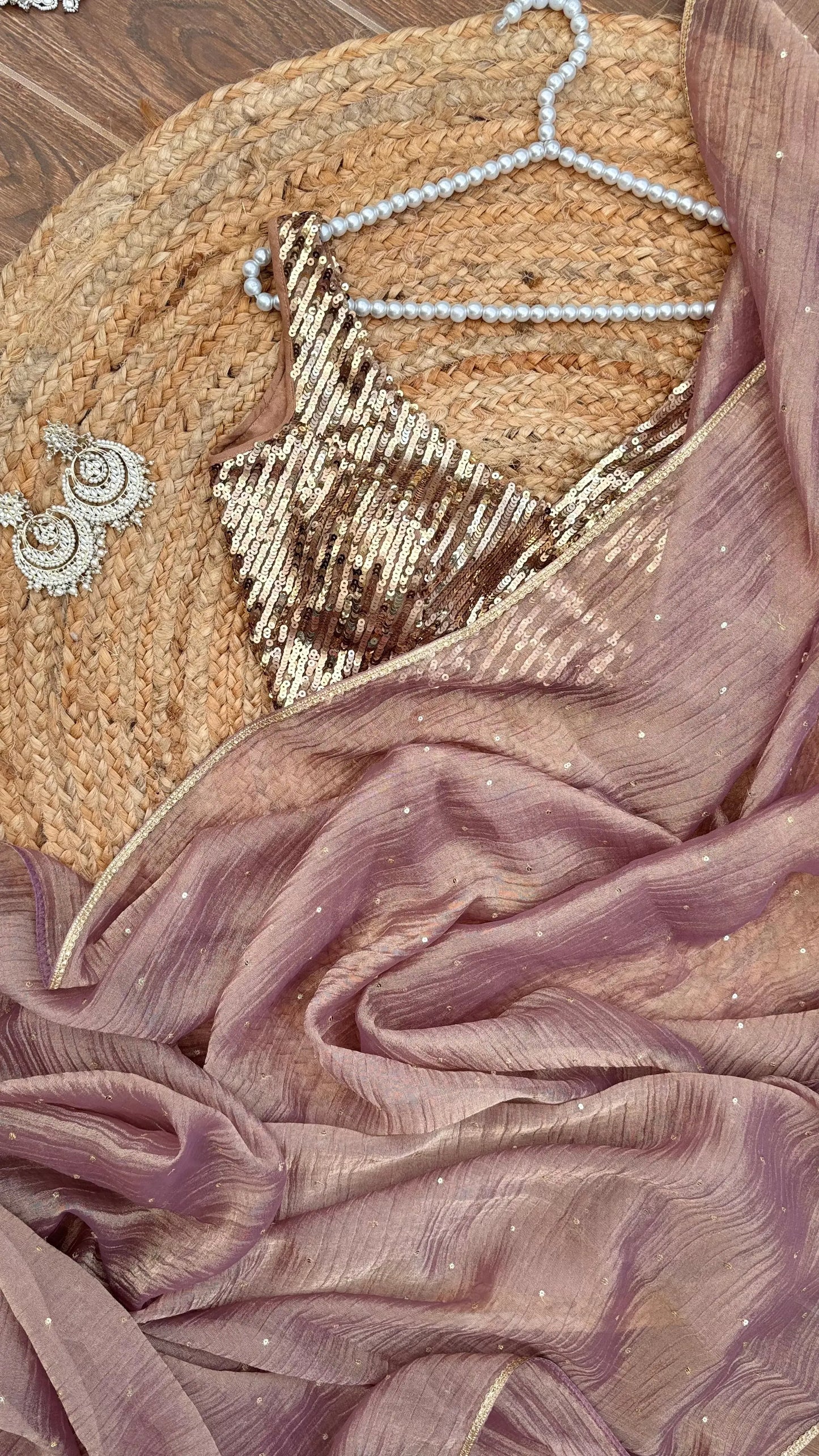 Lavender Crushed Tissue Saree Kreation by KJ