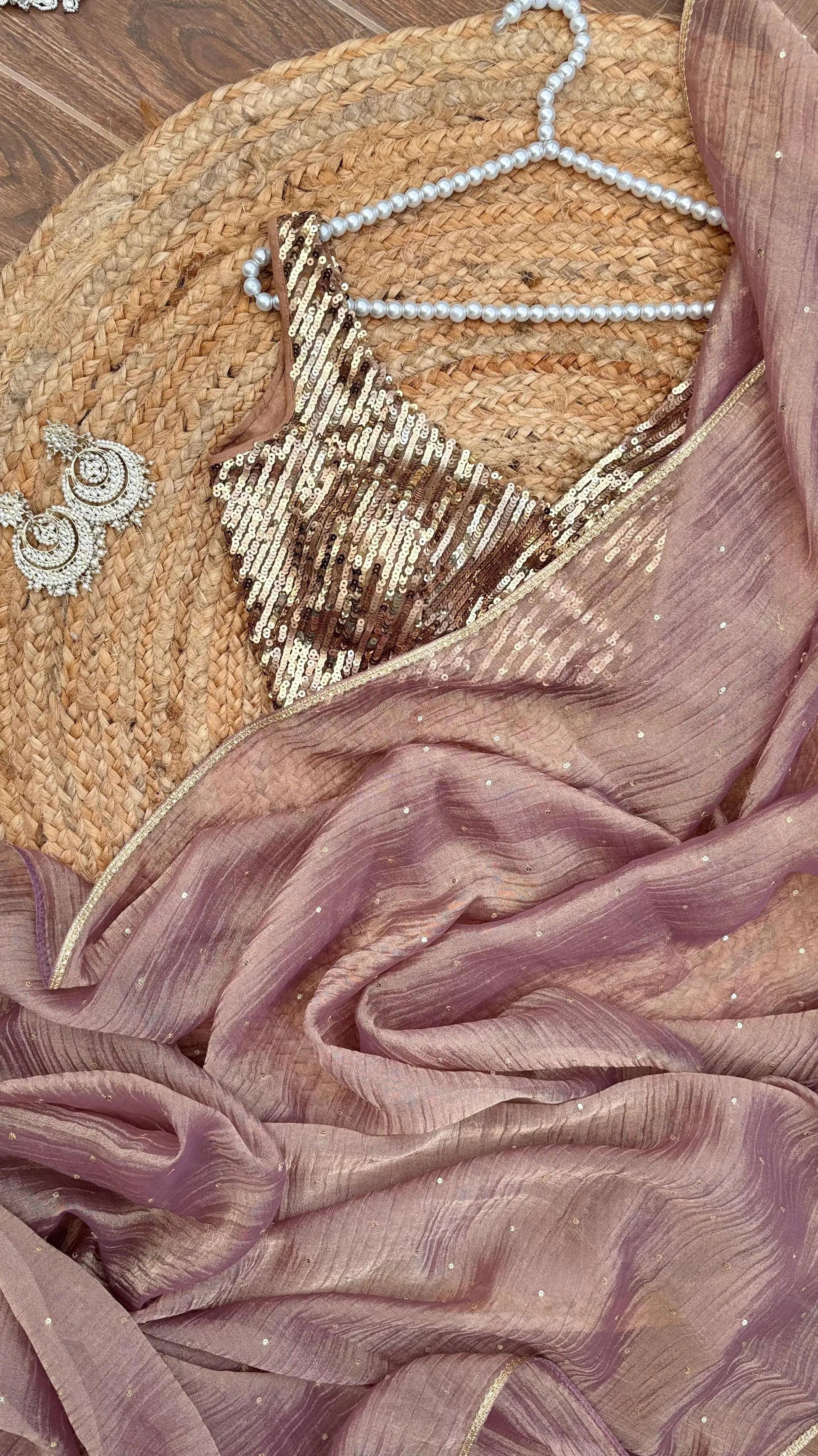 Lavender Crushed Tissue Saree Kreation by KJ