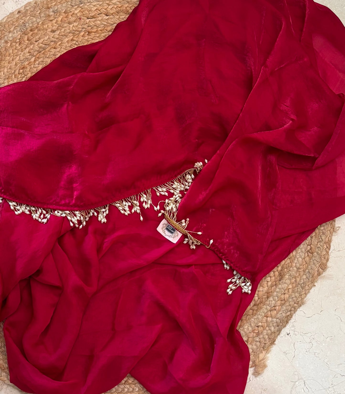 Magenta Shimmer Satin Cocktail Saree