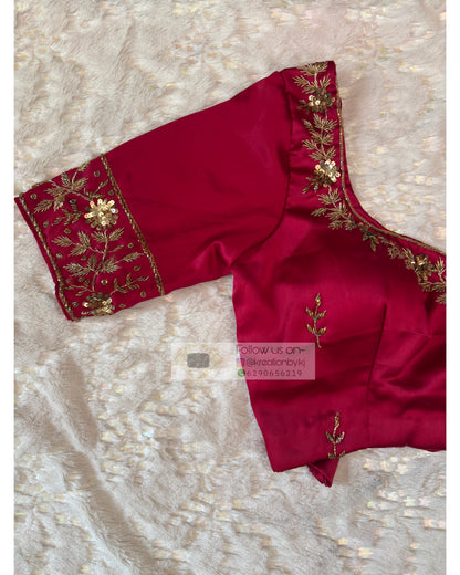 Hot Pink Designer Zardosi Blouse Piece kreationbykj