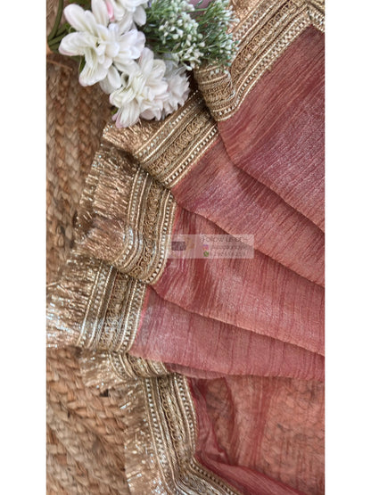 Old Rose Tissue Silk Banno Saree kreationbykj