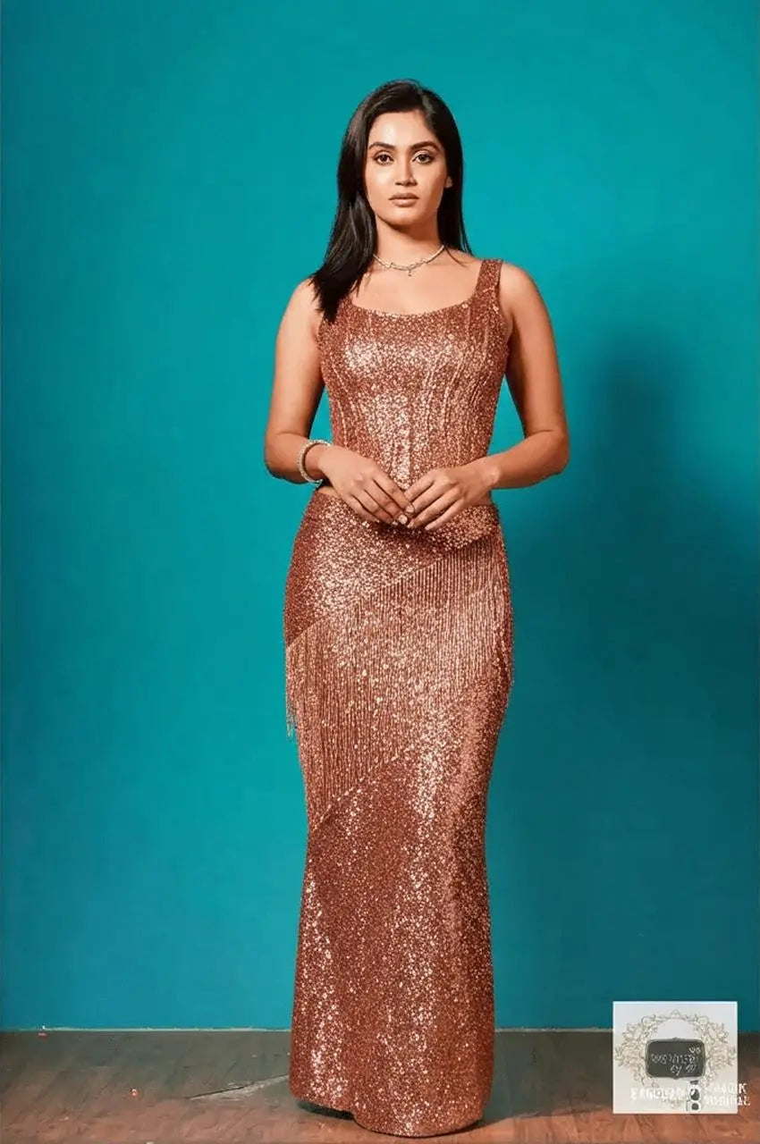 Rose Gold Sequinned Gown Kreation by KJ