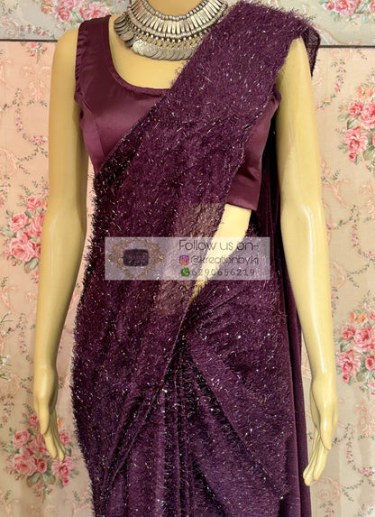 Mariana Wine Fur Saree