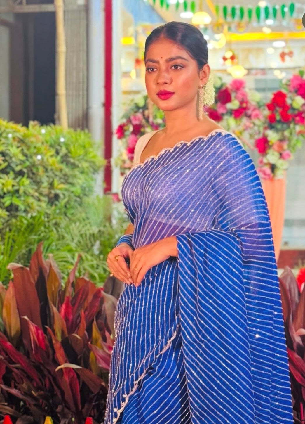 Neela Leher Cutdana Saree