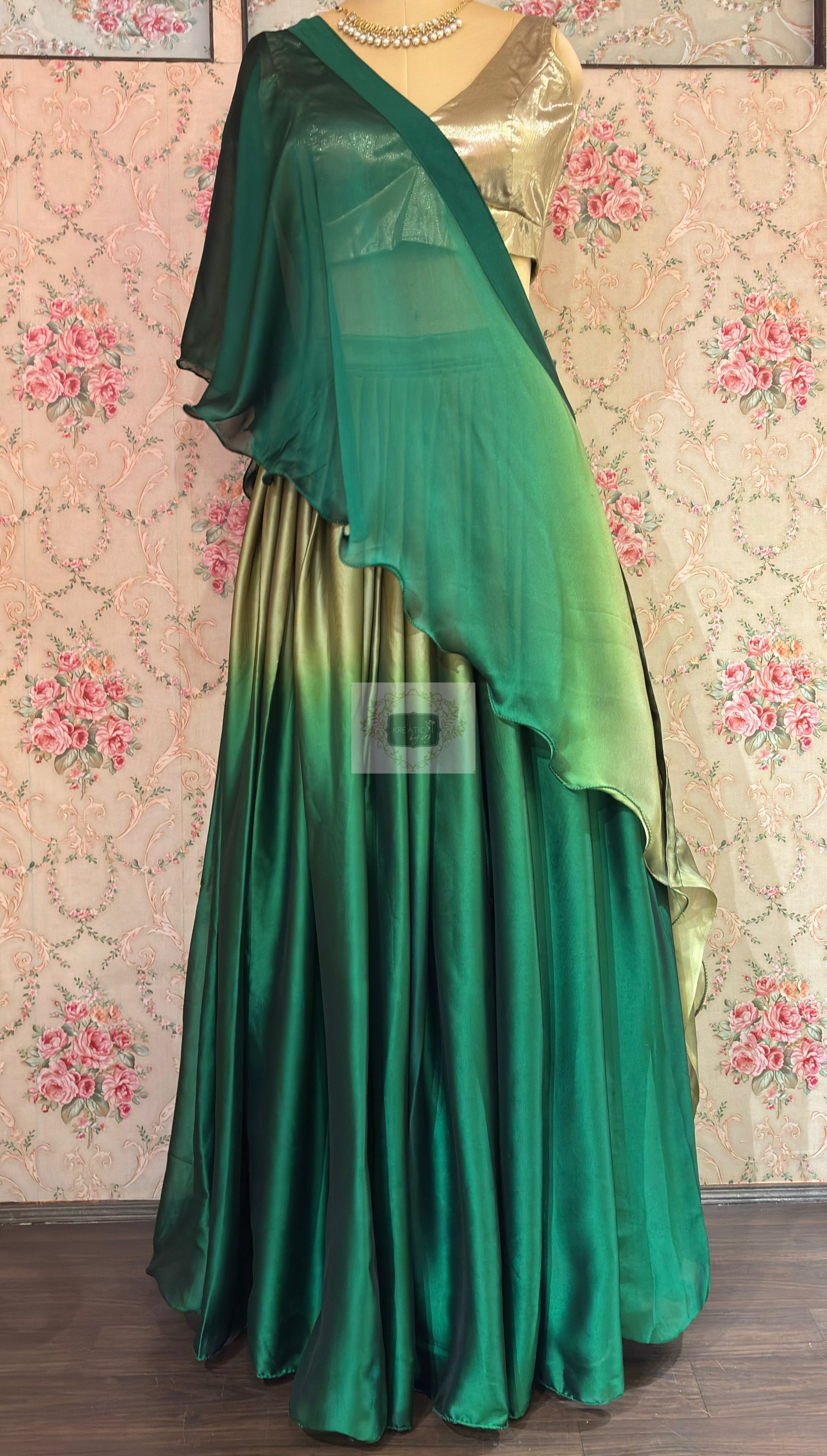 Green Ombre Lehenga kreationbykj