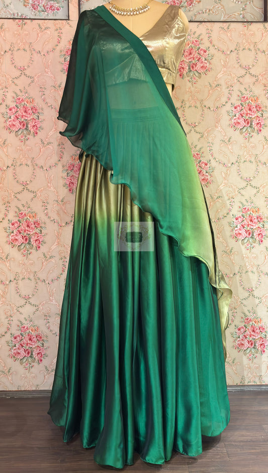 Green Ombre Lehenga