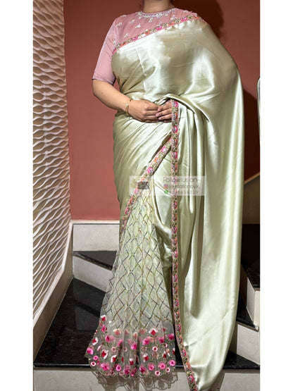 Spring Whispers Satin & Net Half Saree kreationbykj