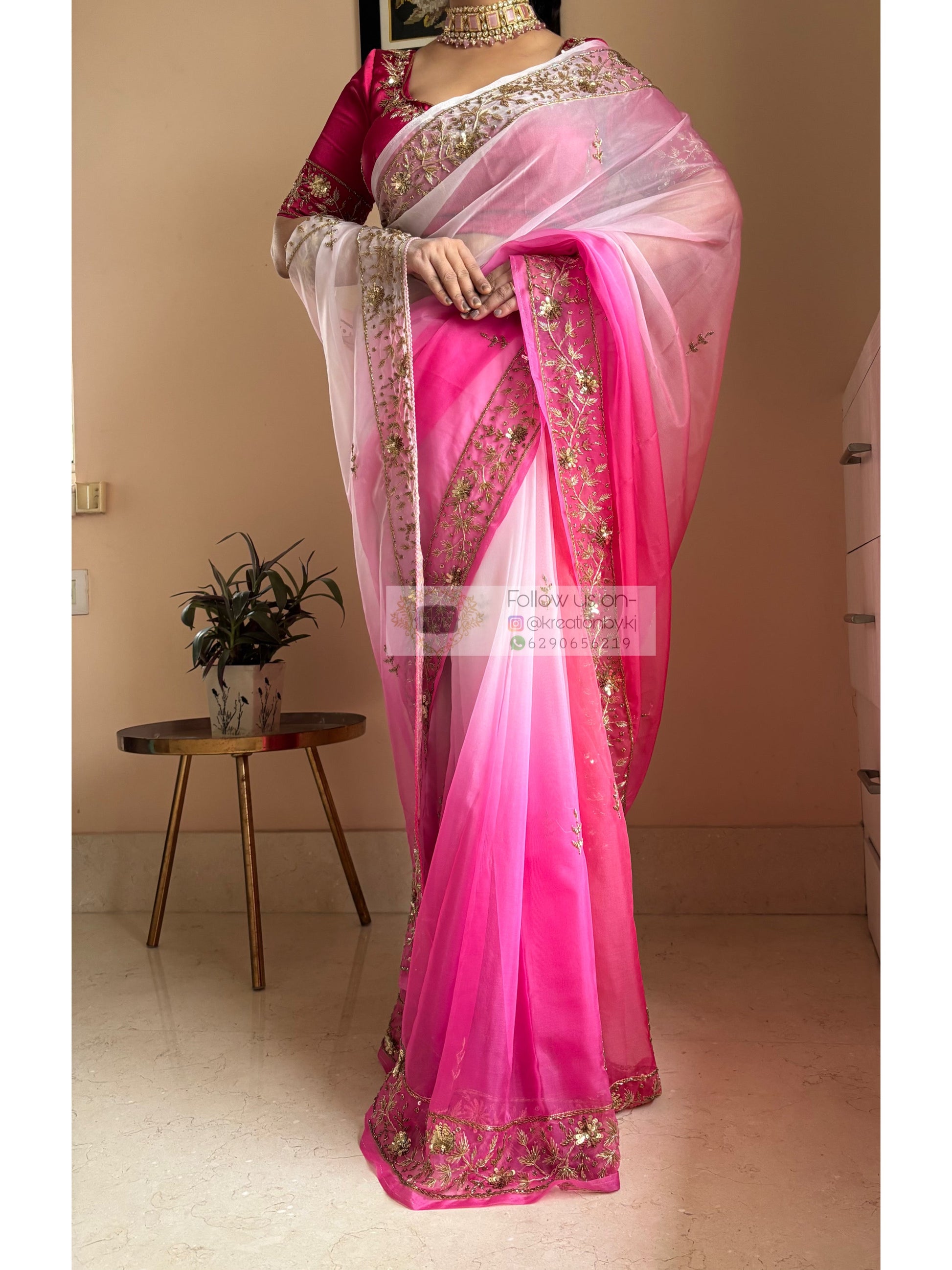Gulabi Ombré Anaya Saree kreationbykj