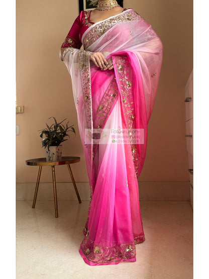 Gulabi Ombré Anaya Saree kreationbykj