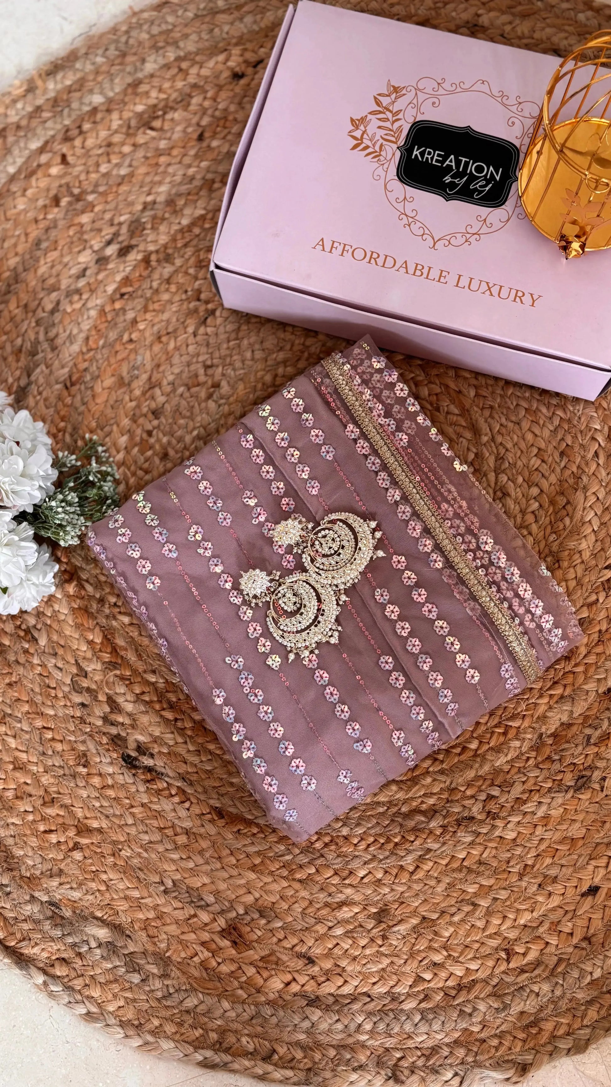 Lilac Sequin Spring Soiree Saree Kreation by KJ