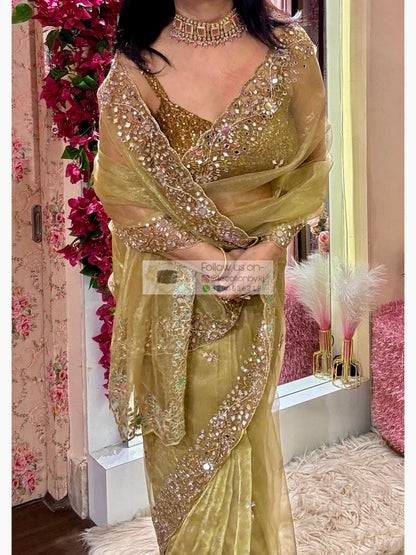 Pista Green Sheesh Mahal Saree