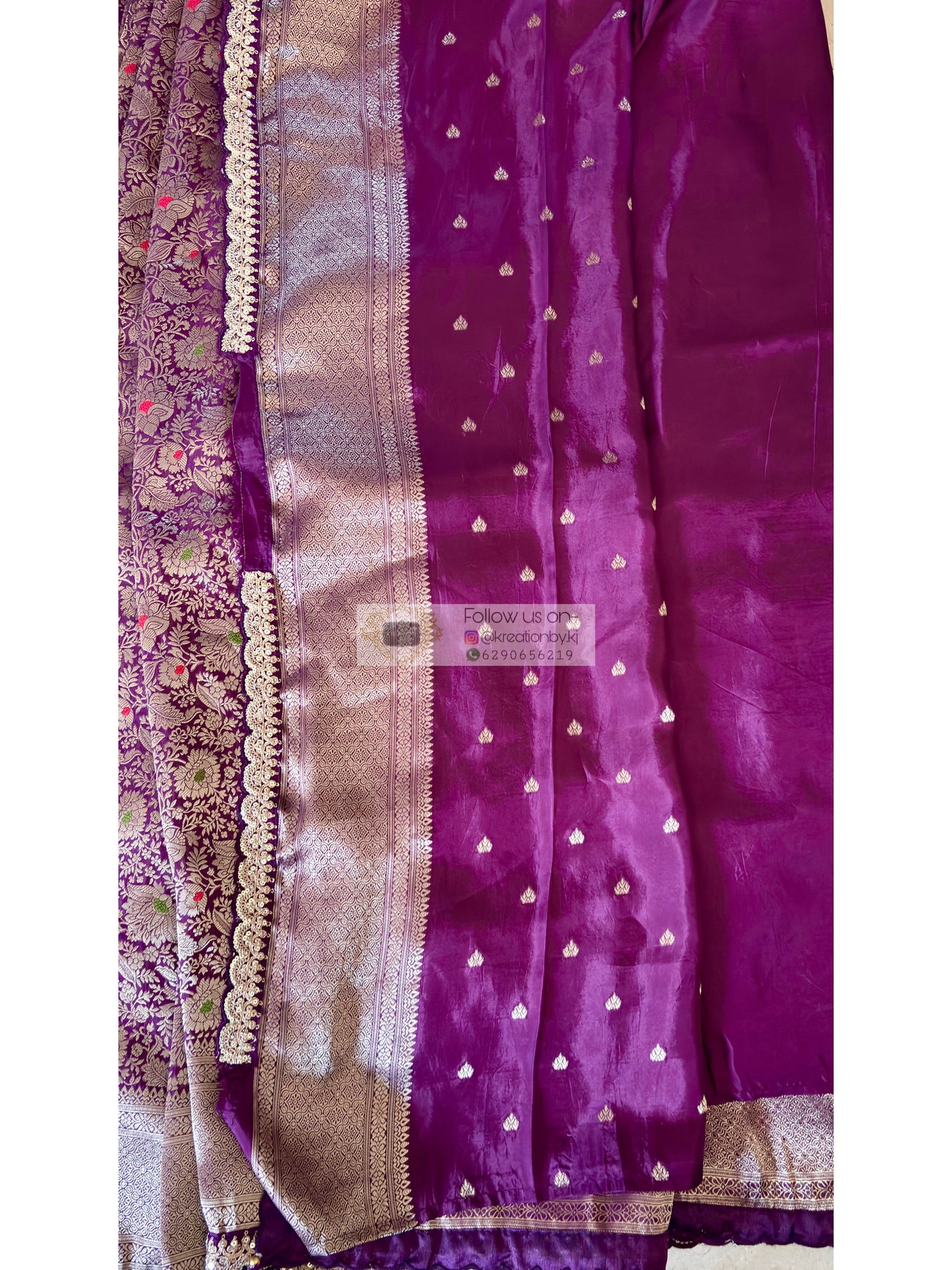 Purple Minakari Banarasi Saree with Antique Zari Work