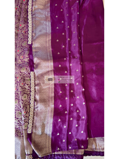 Purple Minakari Banarasi Saree with Antique Zari Work